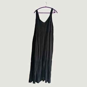 Magic Women Black Beaded Embroidered Boho Maxi Dress 2X NWT